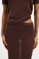 Crochet Knit Maxi Skirt - Carob