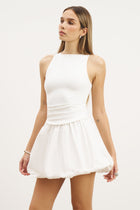 Cotton Puff Ball Mini Skirt - White