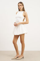 Cotton Puff Ball Mini Skirt - White