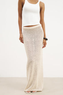 Crochet Knit Maxi Skirt - Cream
