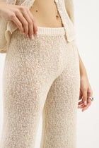 Crochet Knit Wide Leg Trousers - Cream