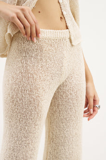 Crochet Knit Wide Leg Trousers - Cream
