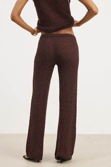 Crochet Knit Wide Leg Trousers - Carob