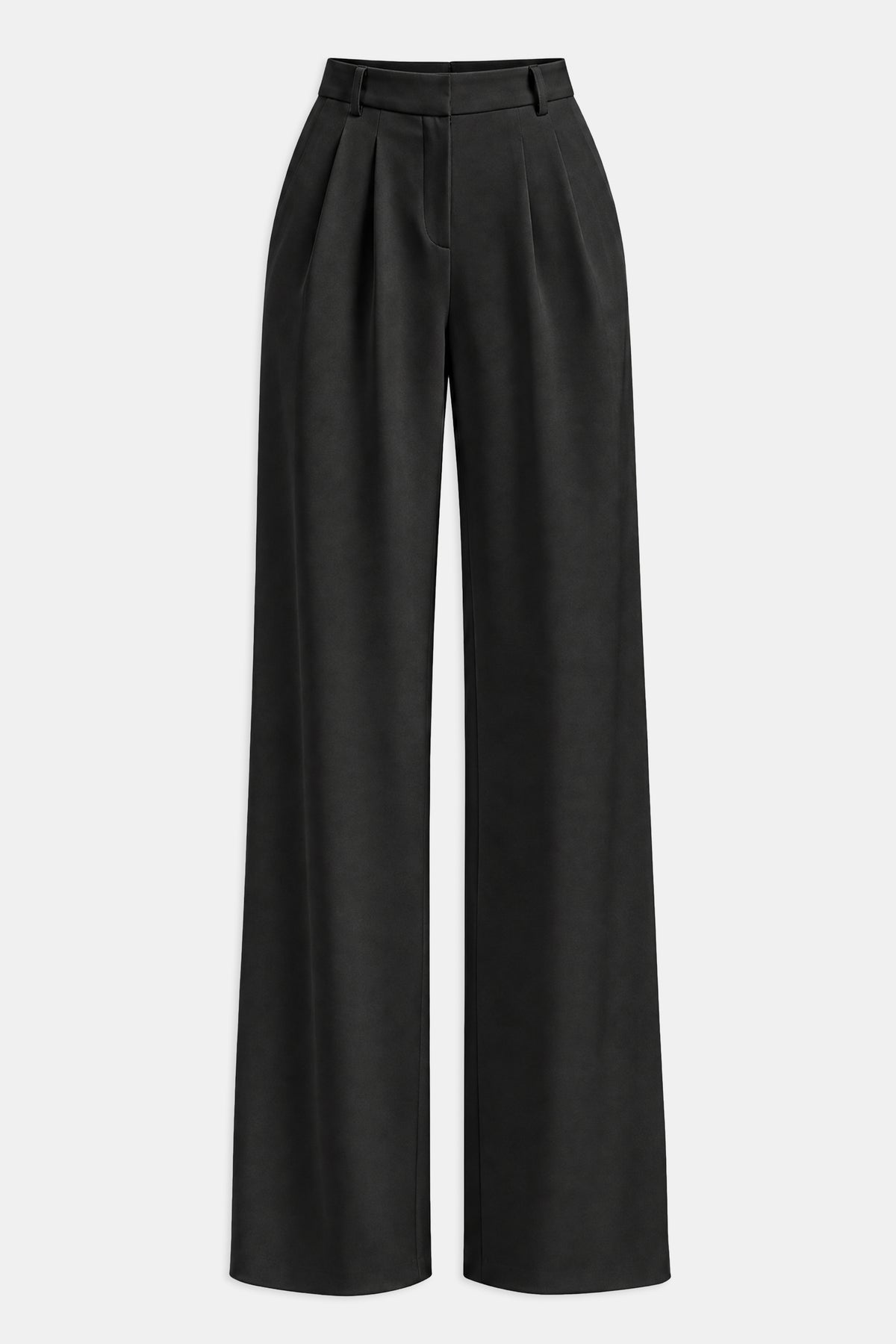 Effortless Pleated Wide Leg Trousers - Black