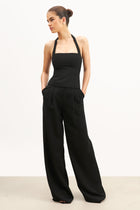 Effortless Pleated Wide Leg Trousers - Black