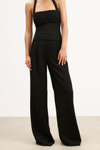 Effortless Pleated Wide Leg Trousers - Black