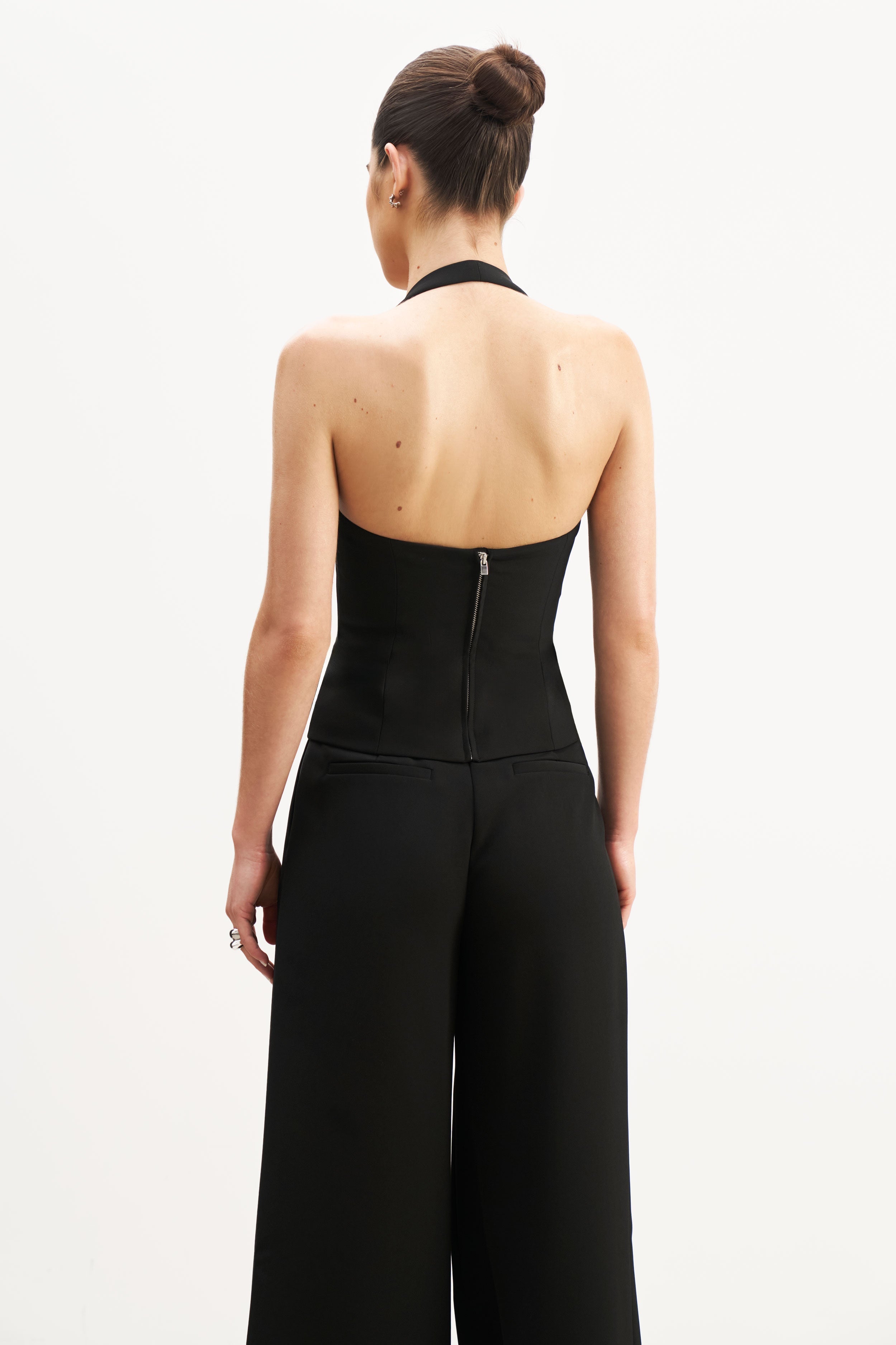 Effortless Tailored Halter Bodice Top - Black | BOA