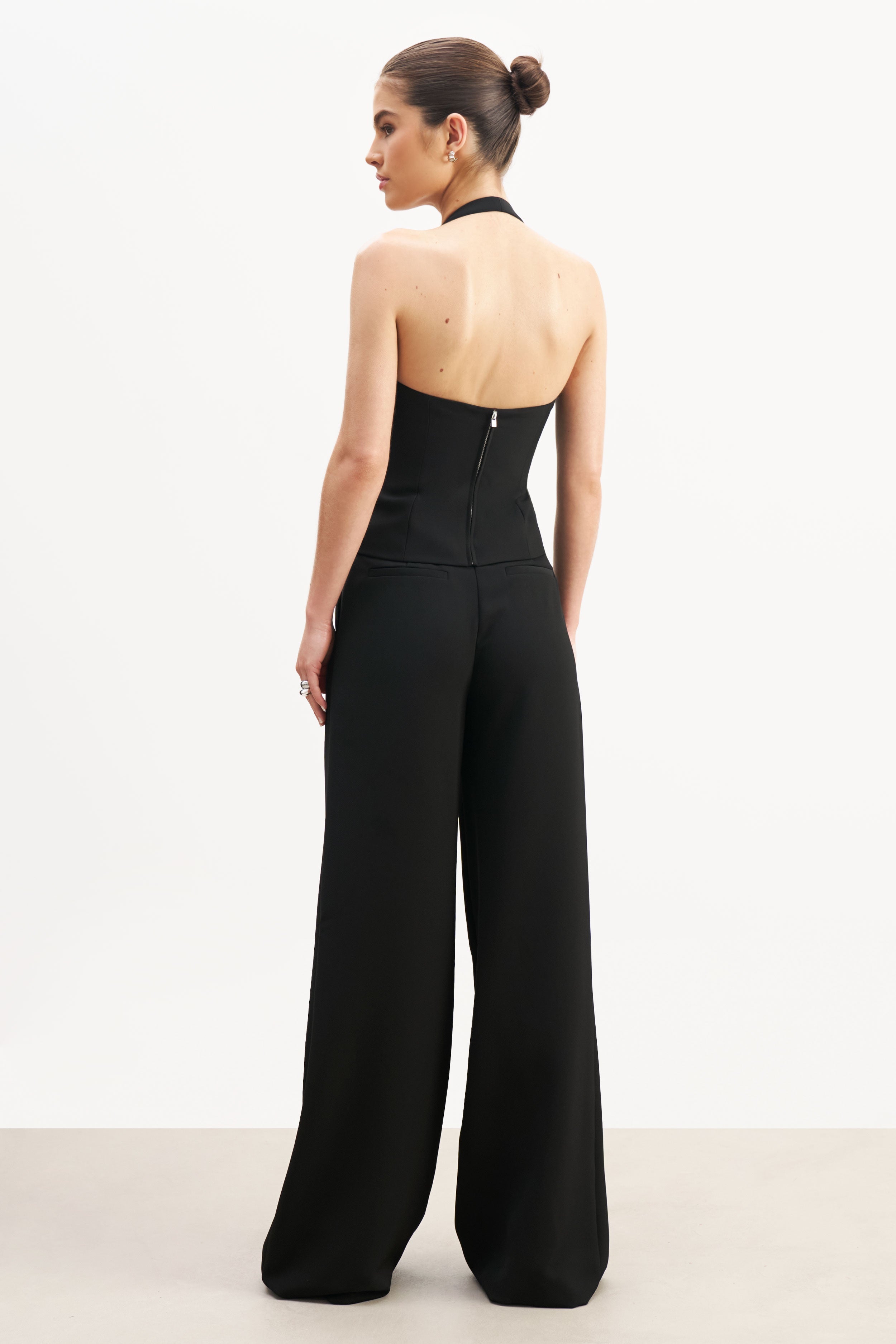 Effortless Tailored Halter Bodice Top - Black