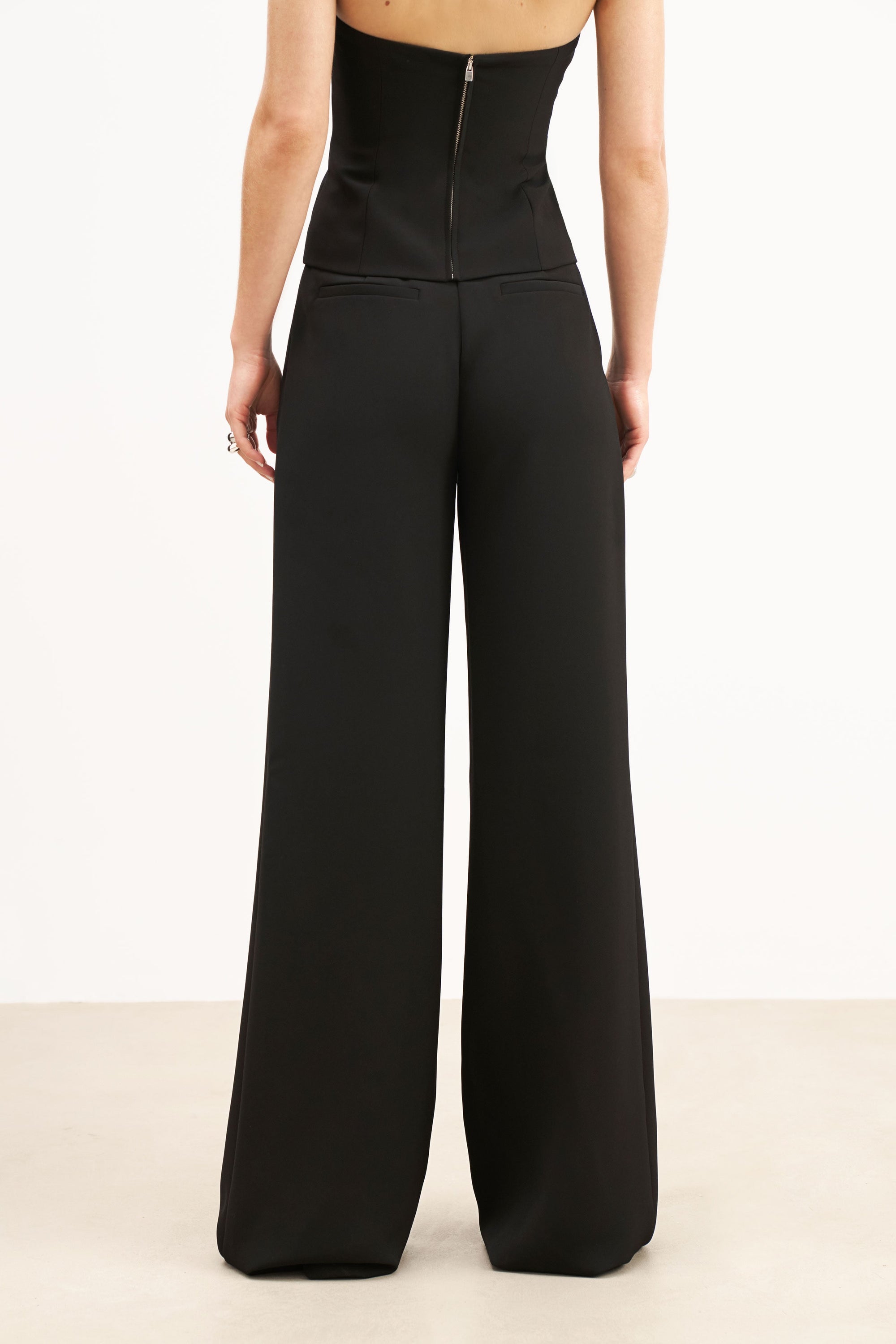 Effortless Pleated Wide Leg Trousers - Black