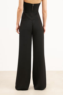 Effortless Pleated Wide Leg Trousers - Black
