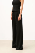 Effortless Pleated Wide Leg Trousers - Black