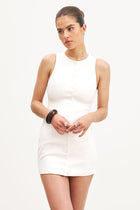 Tailored Button Down Mini Dress - White