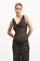 Chiffon Cowl Neck Gown - Maxi Polka Dot