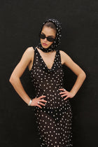 Chiffon Cowl Neck Gown - Maxi Polka Dot