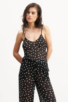 Chiffon Relaxed Wide Leg Trousers - Maxi Polka Dot