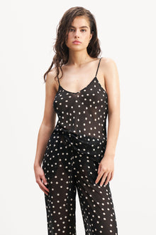 Chiffon V Neck Camisole Top -  Maxi Polka Dot