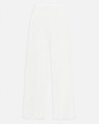 Lace Mid Rise Wide Leg Trousers - White