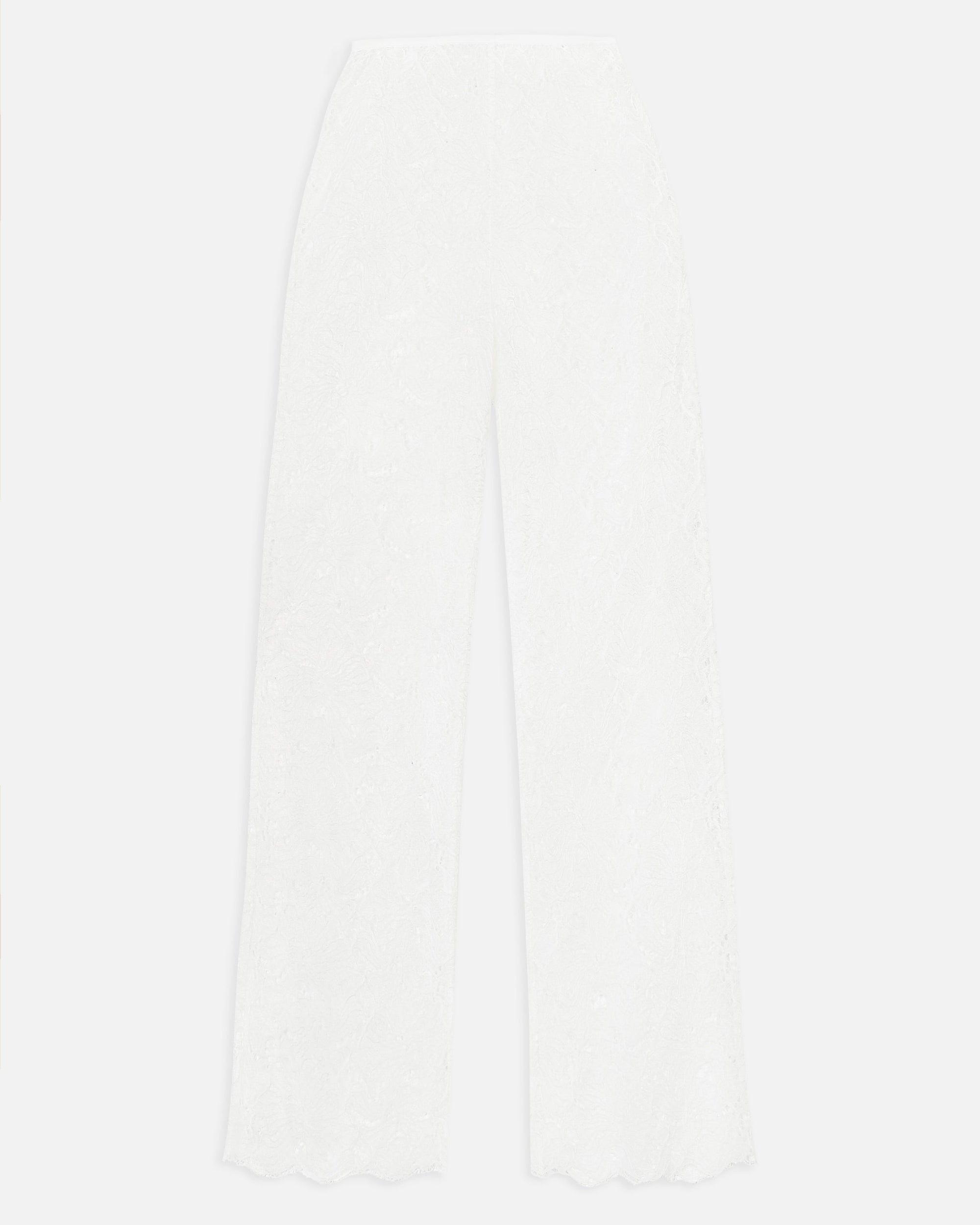 Lace Mid Rise Wide Leg Trousers - White