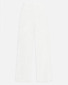 Lace Mid Rise Wide Leg Trousers - White