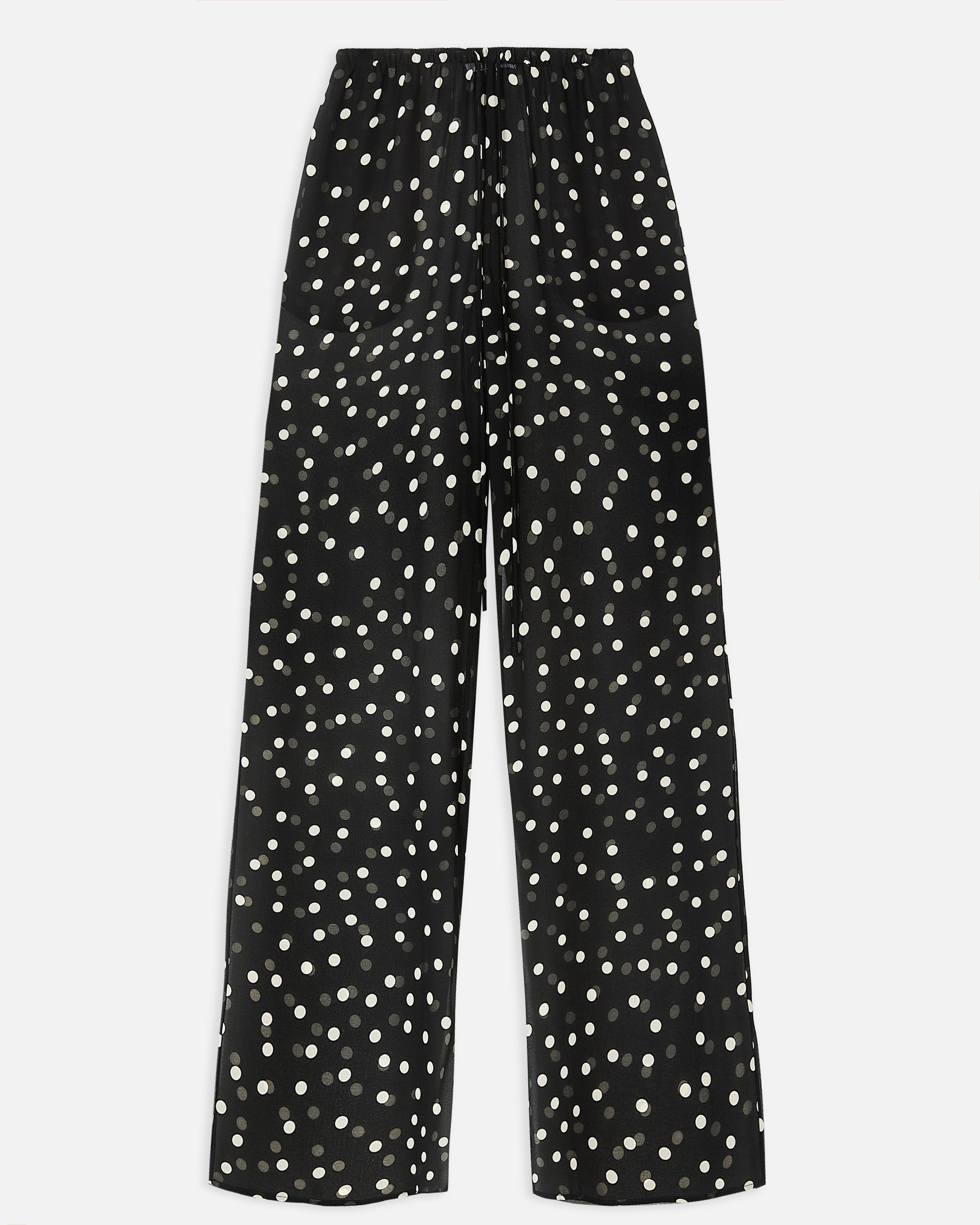 Chiffon Relaxed Wide Leg Trousers - Maxi Polka Dot