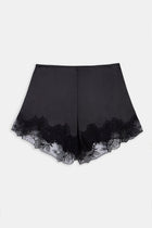 Satin Lace Detail Shorts - Black