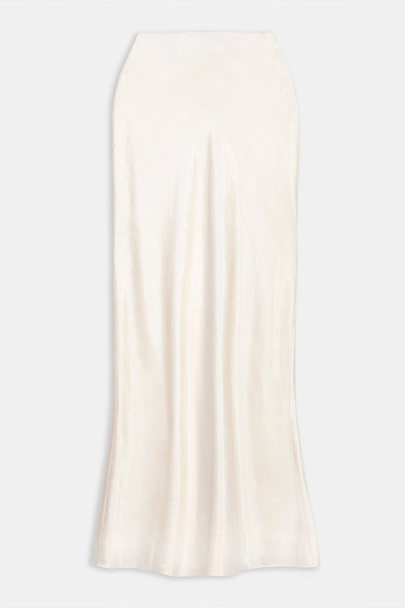 Crushed Satin Bias Cut Maxi Skirt - Champagne