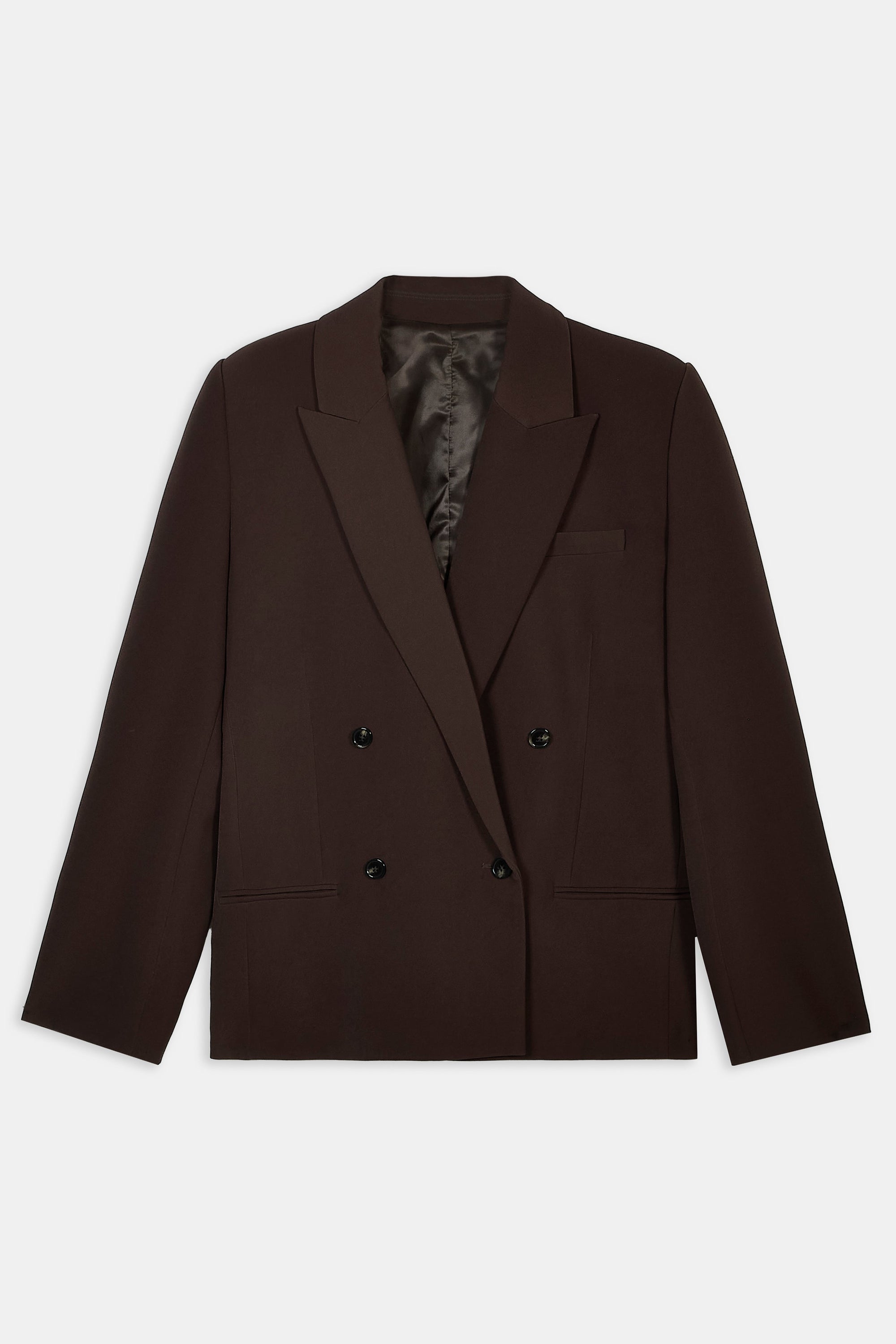 Dropped Waist Double Breasted Blazer - Carob