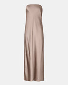 Satin Cowl Back Maxi Dress - Taupe