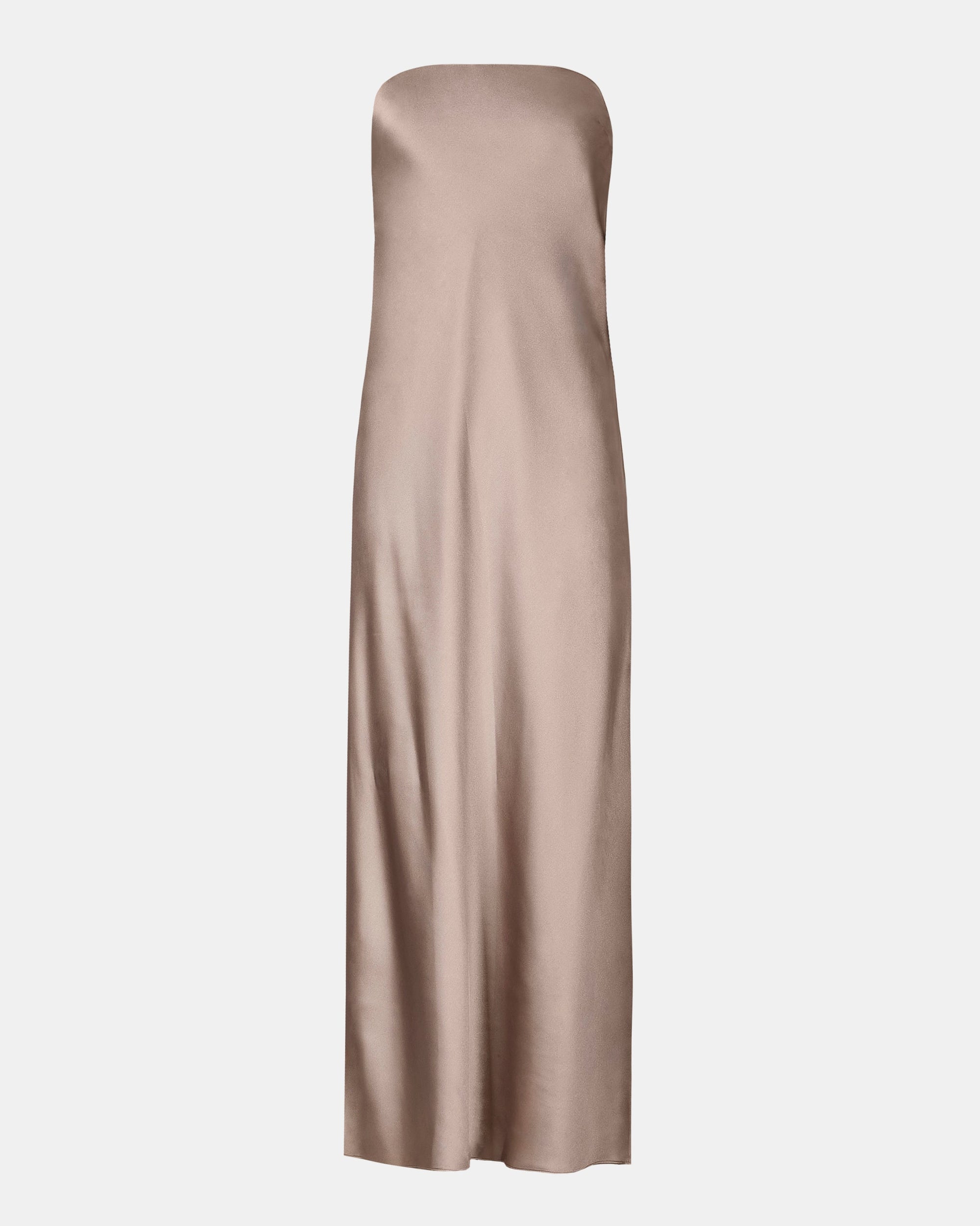 Satin Cowl Back Maxi Dress - Taupe