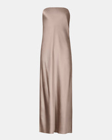 Satin Cowl Back Maxi Dress - Taupe