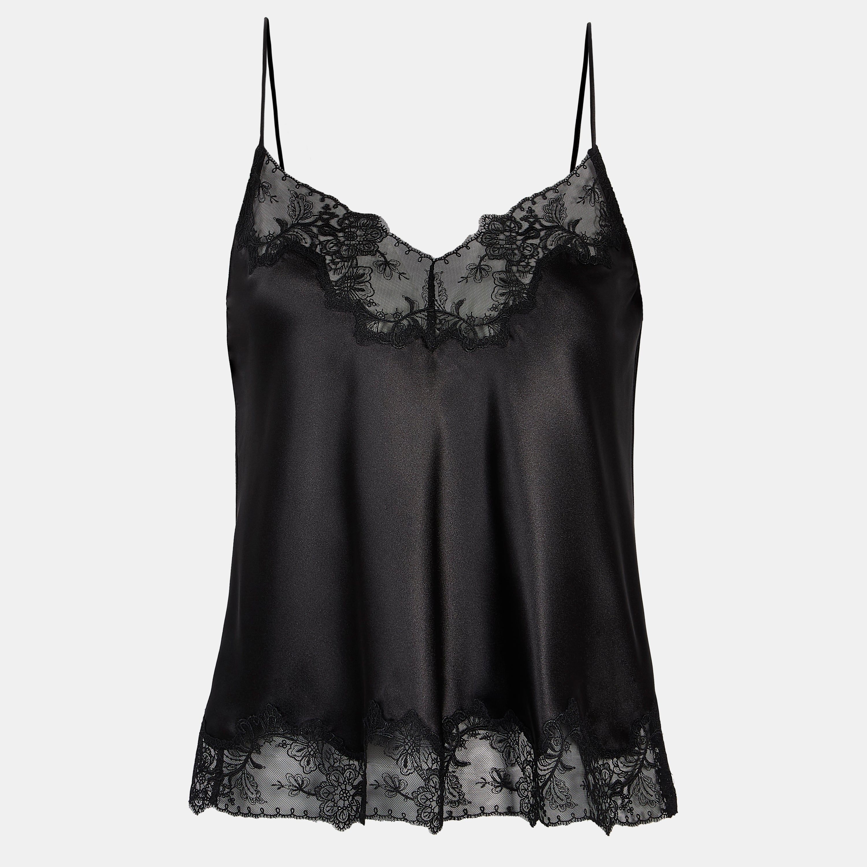Satin Lace Detail Camisole - Black | BOA