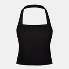 Effortless Tailored Halter Bodice Top - Black