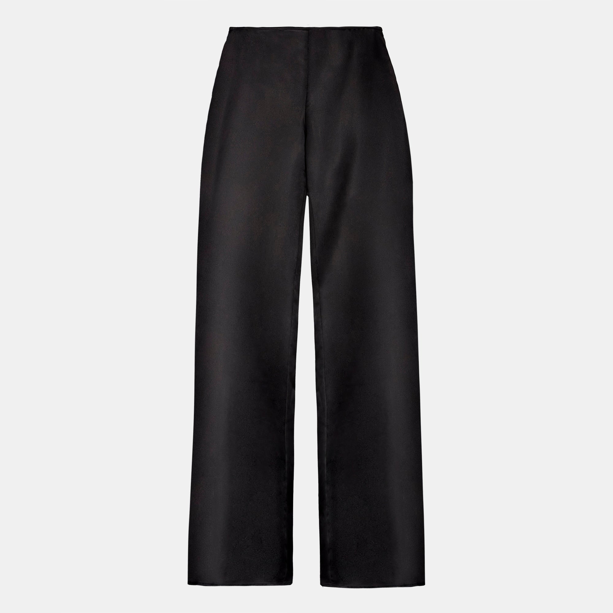 Formal Satin Straight Leg Trousers Black