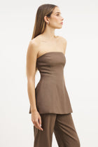 Strapless Linen A Line Bodice - Truffle