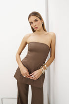 Strapless Linen A Line Bodice - Truffle