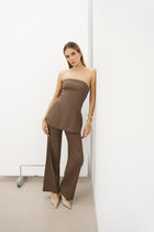 Strapless Linen A Line Bodice - Truffle