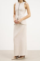 Mid Rise Linen Maxi Skirt - Birch