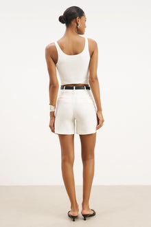 Tailored Linen Shorts - White