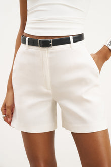 Tailored Linen Shorts - White