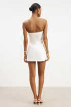 Strapless Linen A Line Mini Dress - White