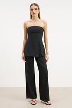 Tailored Linen High Rise Trousers - Black