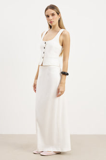 Scoop Neck Linen Waistcoat - White