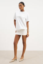 Mid Rise Linen Mini Skirt - White