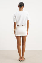 Mid Rise Linen Mini Skirt - White