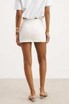 Mid Rise Linen Mini Skirt - White