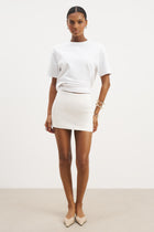 Mid Rise Linen Mini Skirt - White