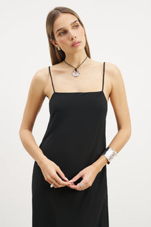 Tie Strap Chiffon Maxi Dress - Black