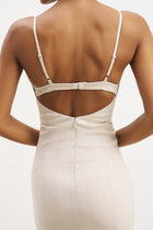 Tailored Linen Bustier Maxi Dress - Birch