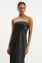 Satin Cowl Back Maxi Dress - Black