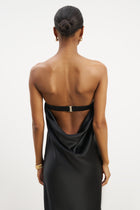 Satin Cowl Back Maxi Dress - Black